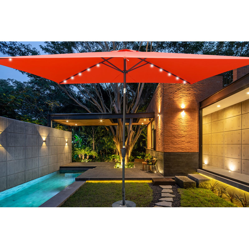 120'' x 78'' Rectangular Lighted Market Umbrella, Light Brick Red