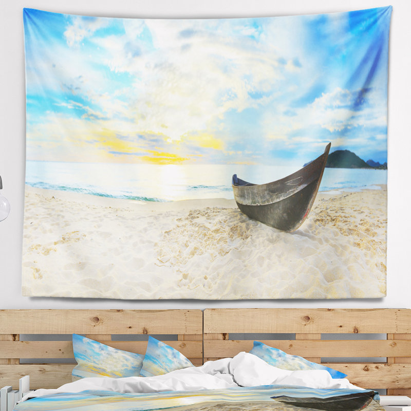 Photographie calme plage panorama tapisserie, H 32 po x l 39 po