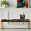 Banc floral rembourré or-135351377