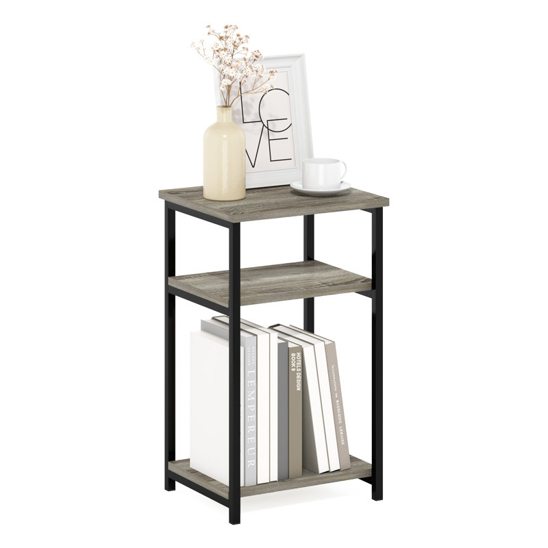 Table d'appoint en hauteur avec tablettes, Plateau espresso / base noire, H 22,8 po x l 13,4 po x P 11,7 po