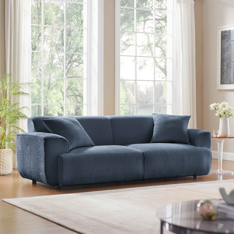 Wallas 231.1Cm Round Arms Sofa, Blue Boucle