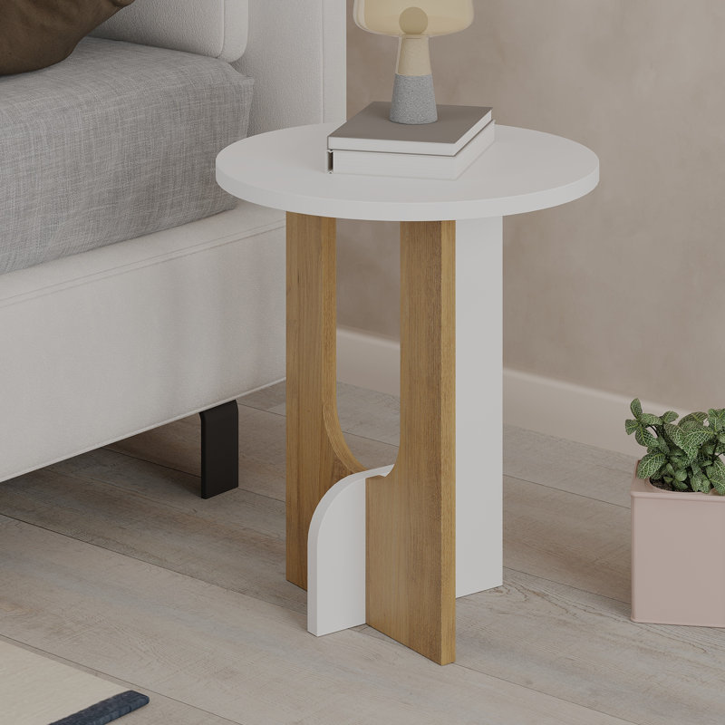 Doubilet End Table, White/Light Brown, White
