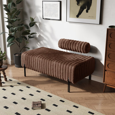 Causeuse rembourrée, banc moderne de style Mid-Century avec dossier réglable et pieds en métal