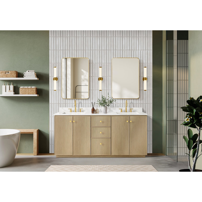 Meuble-lavabo double Waubun Rally, Naturel