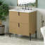 Meuble-lavabo de 30 po avec lavabo en céramique, équipé de poignées verticales et de tiroirs pleine extension, meuble-lavabo autoportant avec glissières de tiroir à fermeture en douceur, conception cannelée, naturel-1912269133