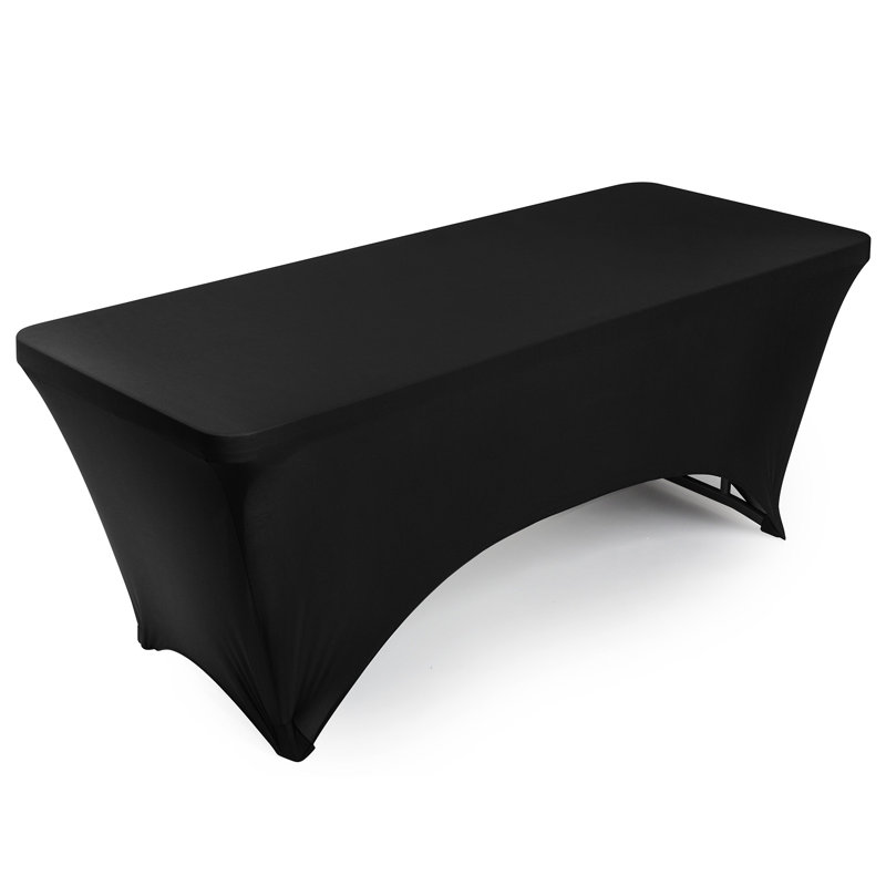 Black 6-Foot Fitted Spandex Tablecloth for Rectangular Tables
