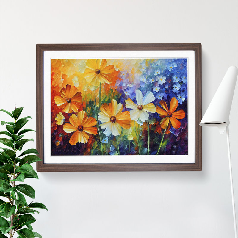 XH1022-6710X Painted Wildflowers Vol.4 1 Piece Single Picture Frame Painting, 25cm H x 34cm W x 2cm D, Walnut Framed