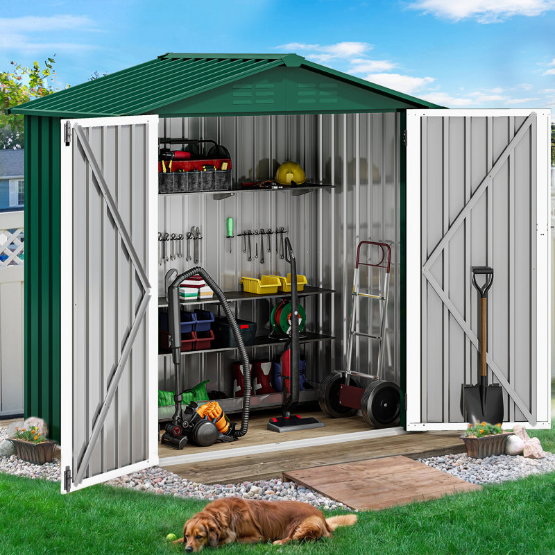 Garden 6 Ft. W X 4 Ft. D Steel Outdoor Storage Shed, Green