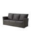 Canapé de patio 67,7 po en osier 3 places avec coussins noirs épais et structure noire-1316075909