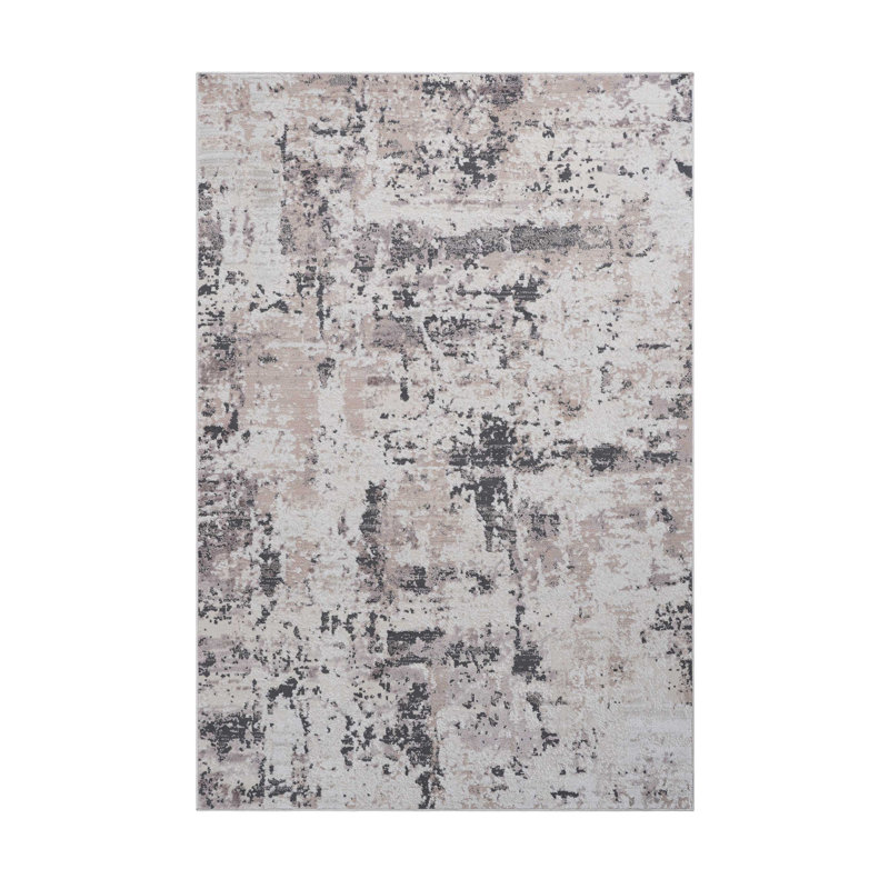 Collection Cream / Brown / Abstract Area Rug, Rectangle 2' x 3'