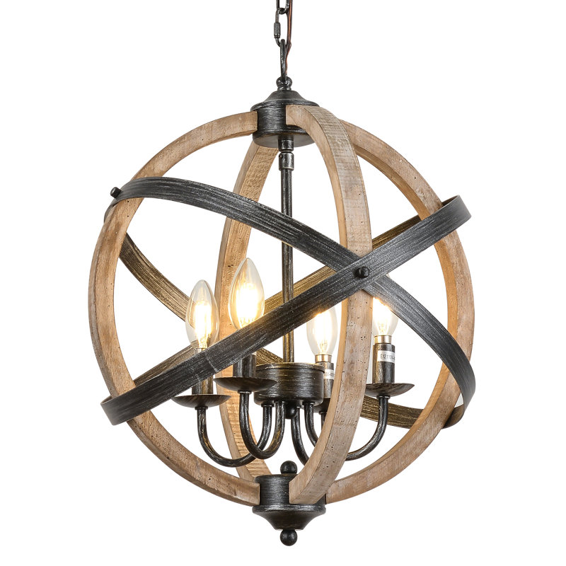 Lustre en bois Farmhouse Orb