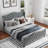 Mieya Velvet Upholstered Platform Bed Frame with Button Tufted Wingback Headboard and Footboard-90342258-90342259