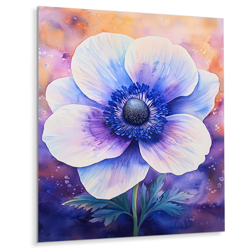 «Aqua Shimmering Serenade Of Anemone III», coquelicots, impression sur métal, H 32 po x l 16 po x P 0,84 po