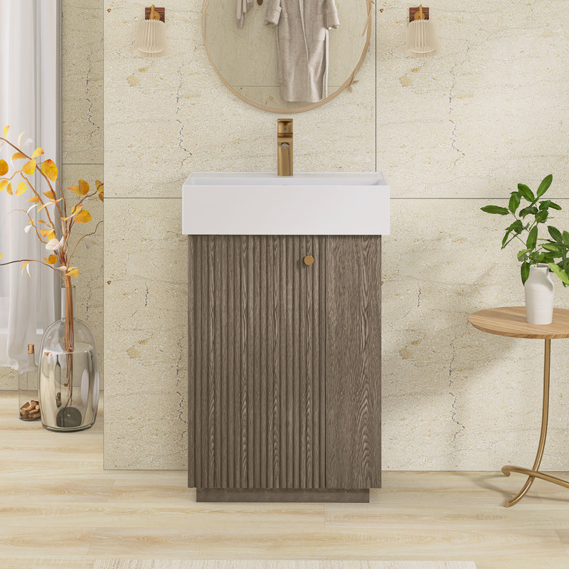 Meuble-lavabo autoportant simple 21,6 po avec comptoir en céramique