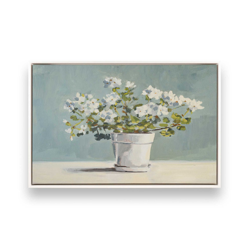 «White Flower Pot II» par Marian Parsons, reproduction d'art sur toile, H 8 po x l 12 po, Blanc