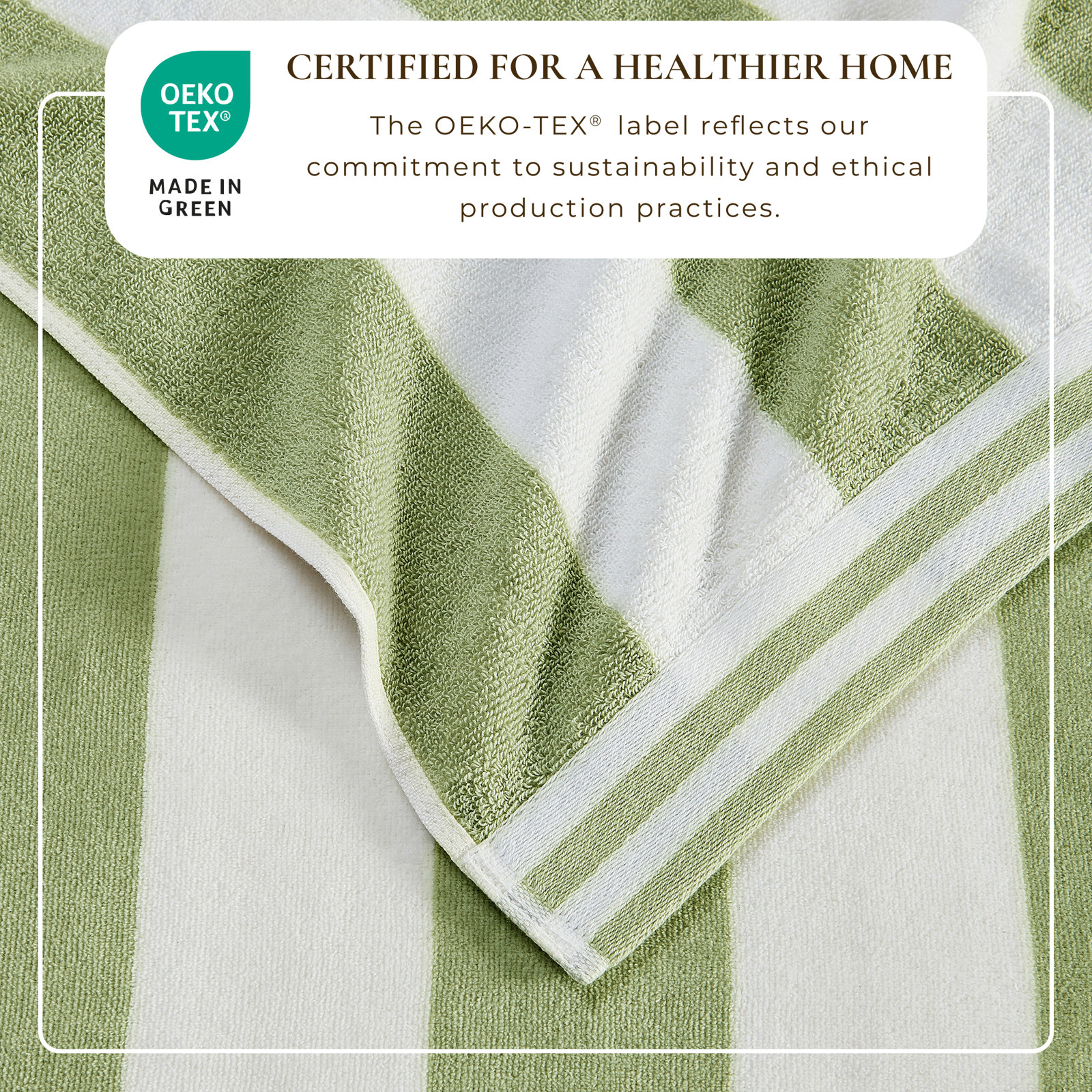 Edgartown Striped Cotton Beach Towels, Eucalyptus Green/White