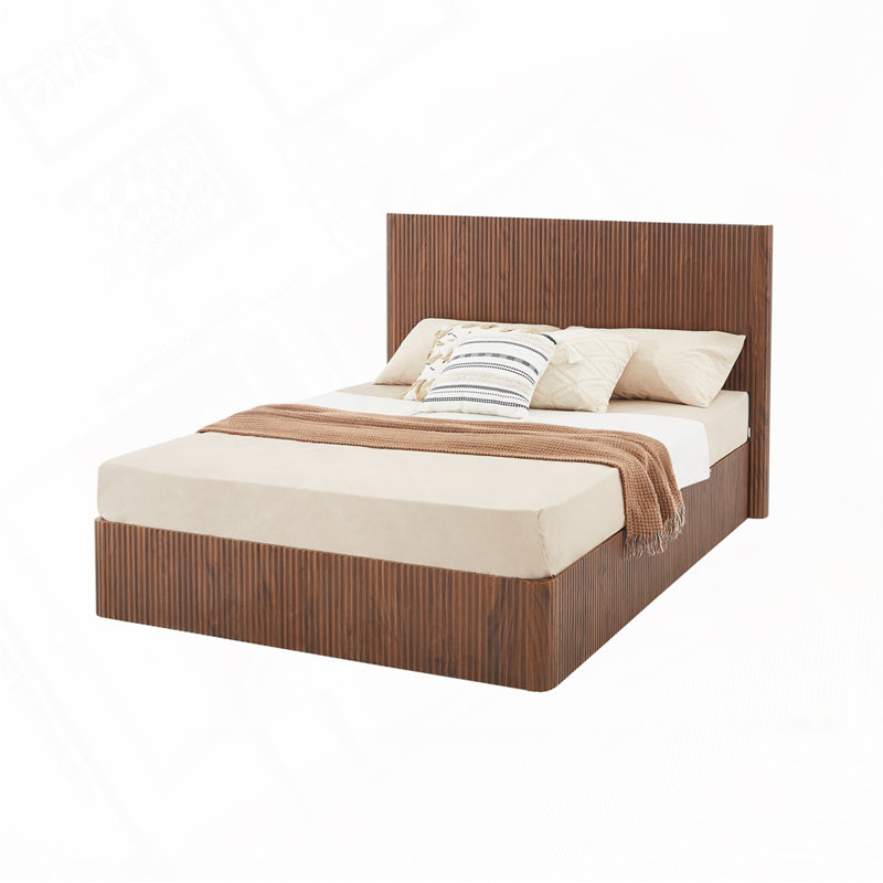 Wooden Lift Up Storage Bed Fram, Walnut