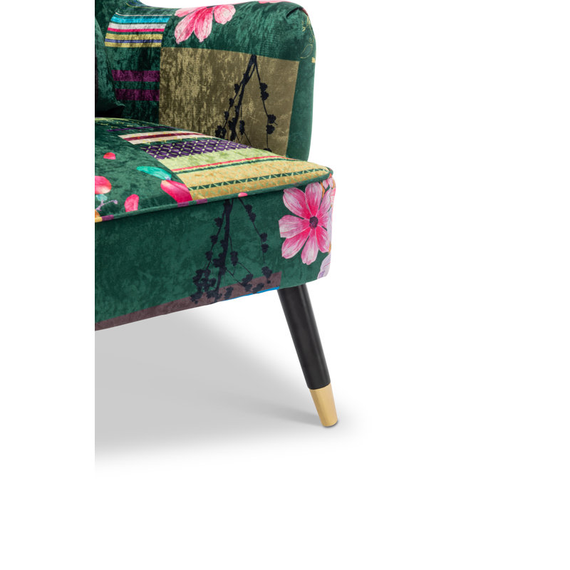 Upholstered With Footstool Wingback Chair, Green