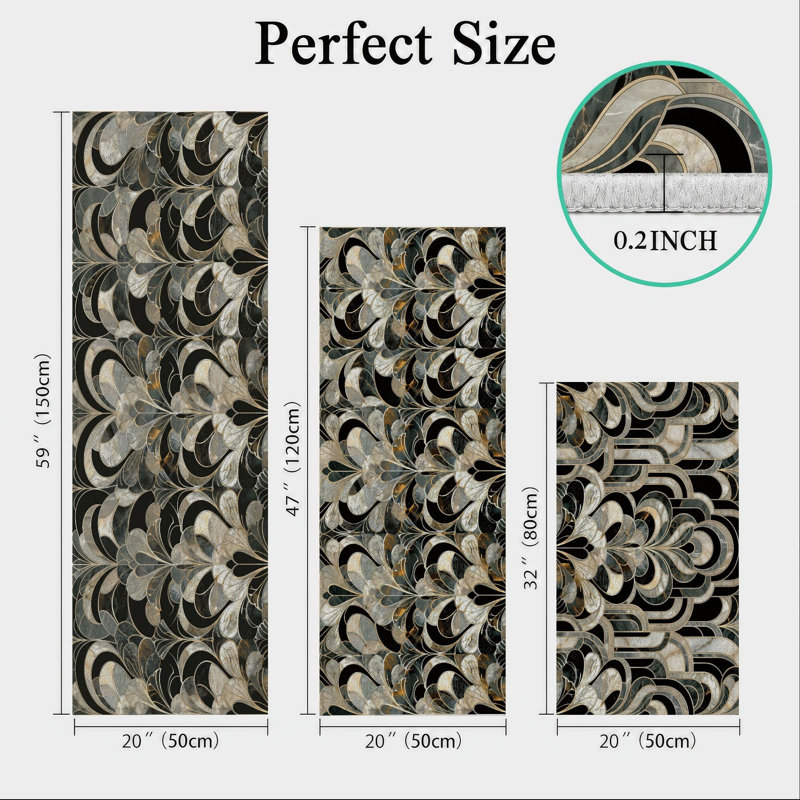 Wave Pattern Non-Slip Washable Kitchen Mats
