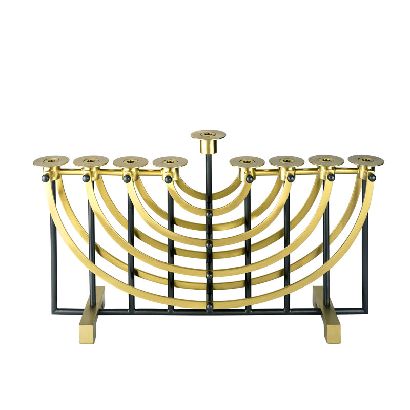 Suspension 10" Menorah, Gold/Black