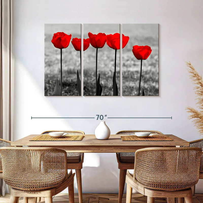 Harnek Five Red Tulips, 36" H x 57" W