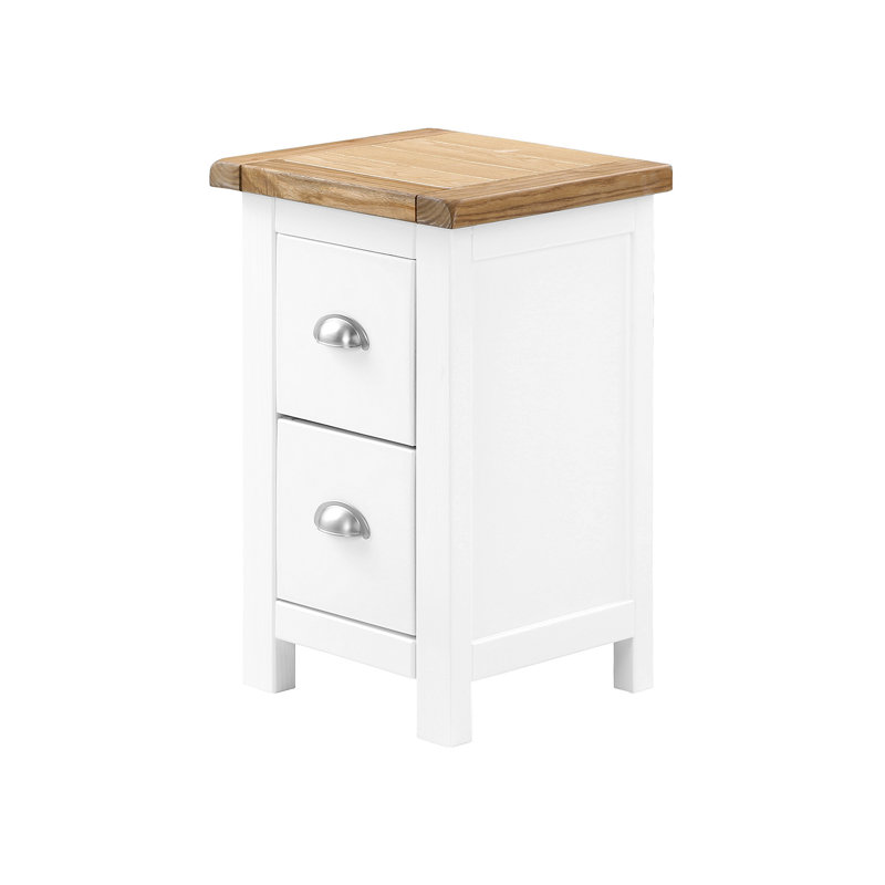Astrid 35cm W Solid + Manufactured Wood Bedside Table, Light Grey