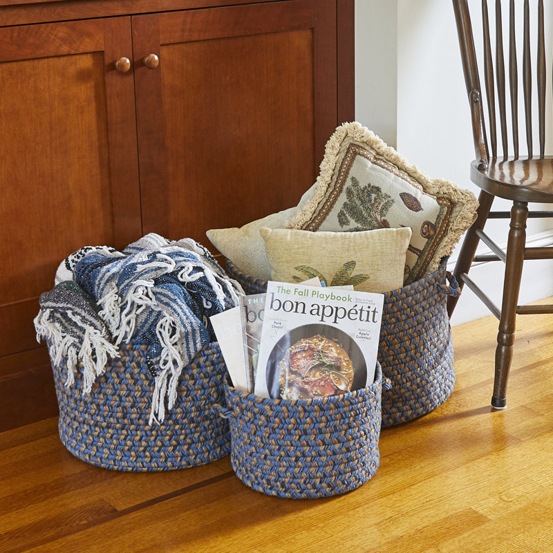 Panier en tissu Bar Harbor, H 10 po x l 14 po x P 14 po, 42 pintes, Bleu denim