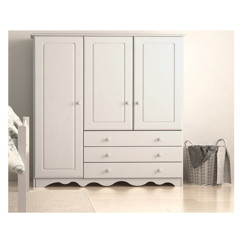Rolla 3 Door Solid Wood Wardrobe, White