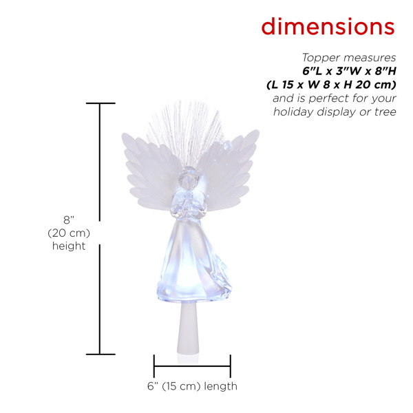 Alpine Angel Tree Topper with Fiber Optic Wings and LED Light