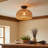 1 Light Woven Paper Flush Mount Lighting Farmhouse Country Style Lamp