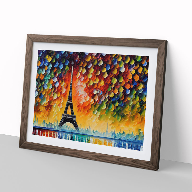 Eiffel Tower Paris Vol.2 - Single Picture Frame Painting, 46cm H x 64cm W x 2cm D, Walnut
