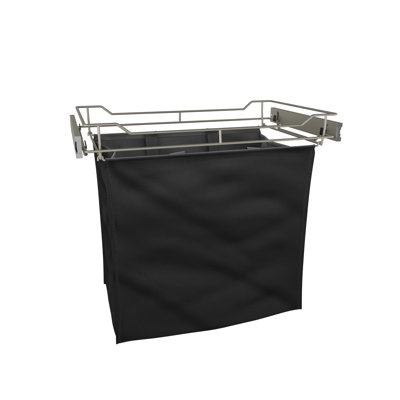 Full Extension Classic Satin Metal Slide-out Laundry Hamper for Cabinets with Removable Bag (24" Width)