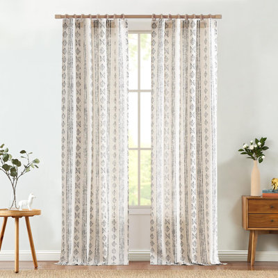 Linen Blend Semi-Sheer Rod Pocket Curtain Pair