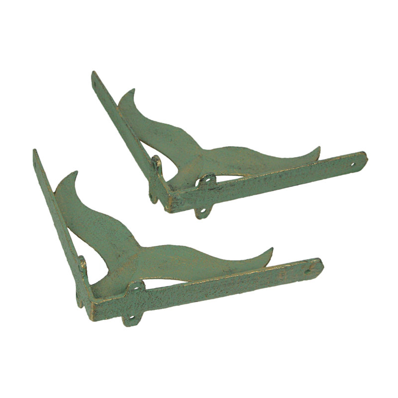 Martika Triangle Metal Floating Shelf with Adjustable Shelves, Verdigris