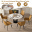 Table de salle à manger ronde en fritté de 53 po avec base en acier au carbone noir et plateau tournant de 31,5 po pour la cuisine et la salle à manger (8 chaises)