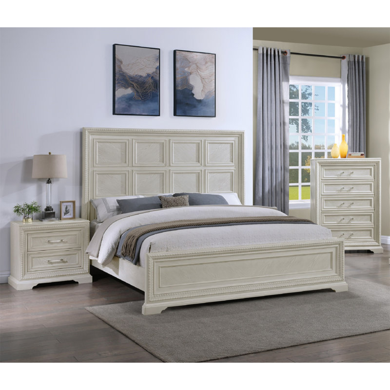 Magnifique meuble de chambre de style transitionnel à 5 tiroirs avec commode 5 tiroirs blanc