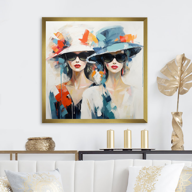 Collection Fashion Hats VI - impression sans cadre sur métal, H 24 po x l 24 po, Cadre flottant doré