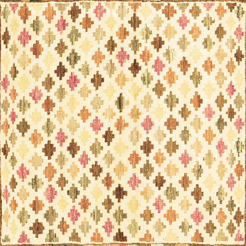 Tapis contemporains brun lavable à la machine 702, Carré 7 pi