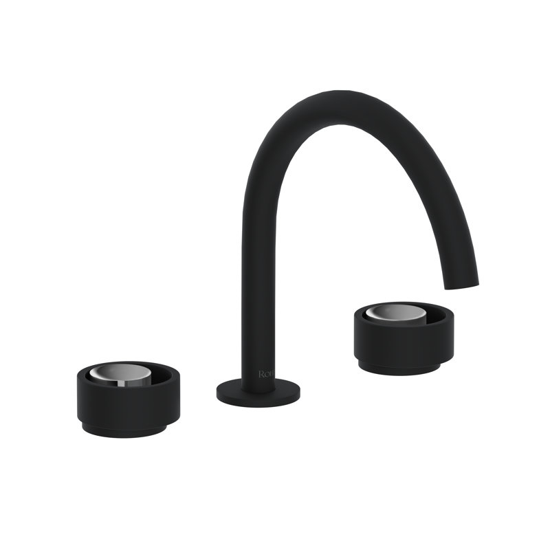 Eclissi Widespread Lavatory Faucet With C-Spout, Matte Black/Polished Chrome