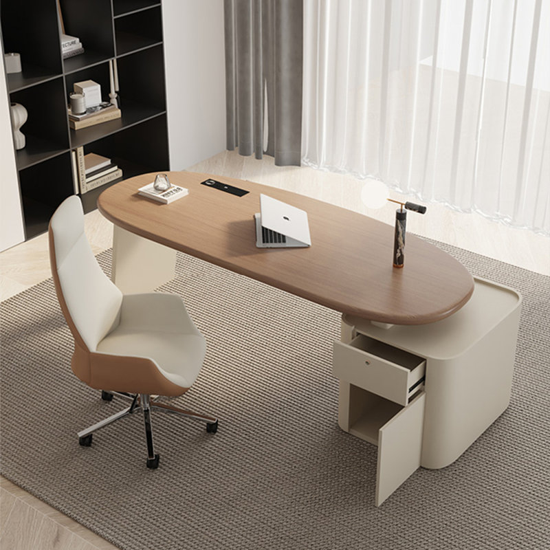 Bureau rétractable de forme ovale 55,12 po, H 29,53 po x l 55,12 po x P 27,56 po