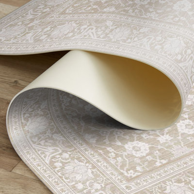 Isora Beige Easy to Clean Vinyl Rug