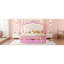 Cadre de lit double moderne avec tête de lit tapissier, lumières et rangement à DEL, tête de lit rose et blanc