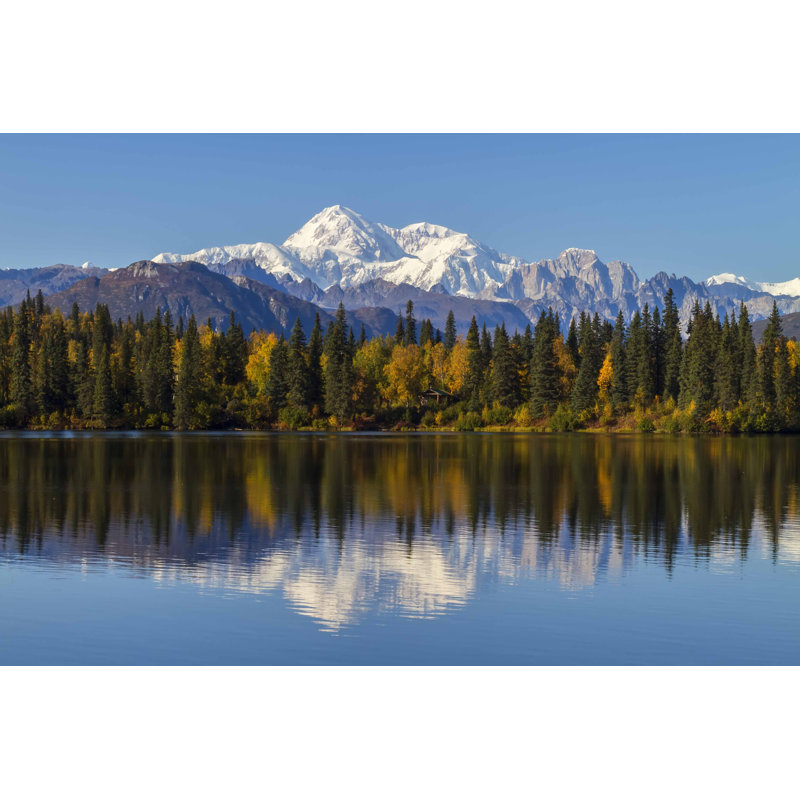 Anjennette Byers Lake Alaska Fall with Mount Mckinley, Denali, arrière-plan, H 8 po x l 12 po x P 1,25 po