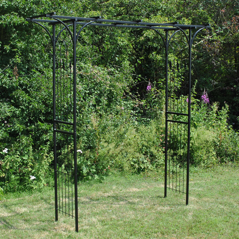 Aelan 205cm W x 50cm D Metal Arbour in Black