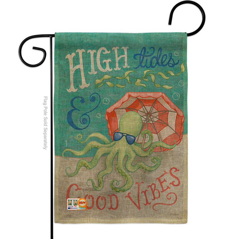 En toile jute à 2 côtés 19 x 13 po de octopus goods nautique drapeau de jardin
