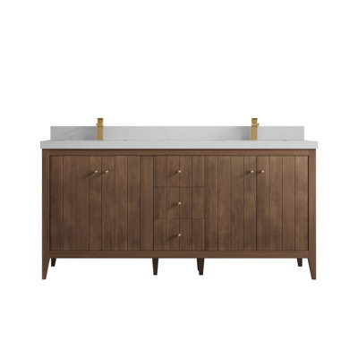 Meuble-lavabo double 72 po avec plateau en quartz Atlanta