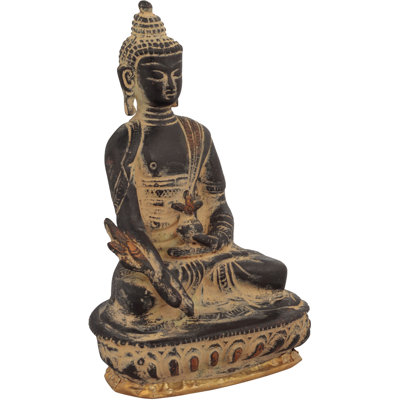 Statue de Bouddha guérisseur 5 po en laiton - Sculpture bouddhiste tibétaine fabriquée à la main super antique pour la méditation et la décoration spirituelle