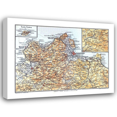  Baedeker Gallery Wrapped Canvas Art Titled: Palermo Region Sicily Italy - Baedeker 1880