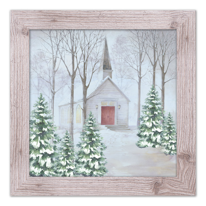 Snowy Church, reproduction encadrée