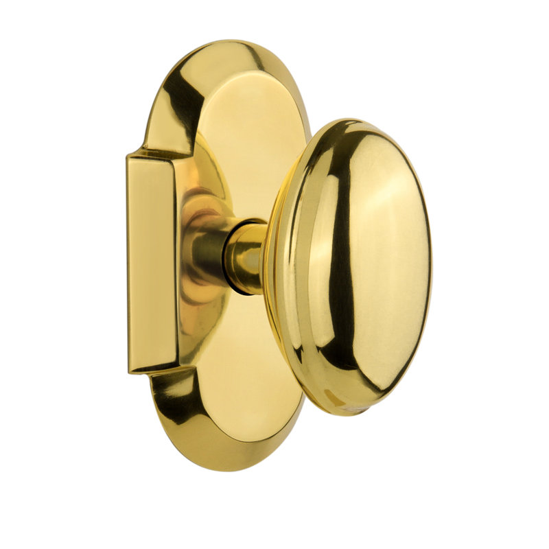 Cottage Plate with Homestead Door Knob, Polished Brass, 2-3/8"